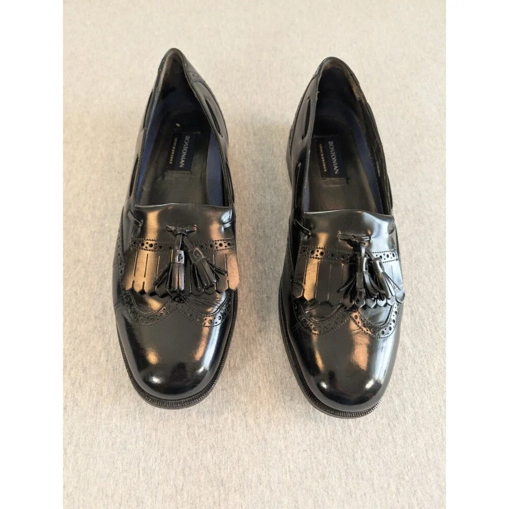 Bostonian Stockbridge Men's Black Leather Tassel Wingtip Loafers 11.5 D